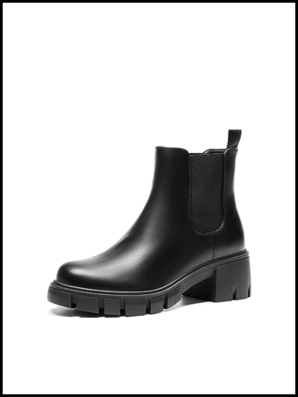 Elastic Chelsea Ankle Boots Platform Low Chunky Block Heel Lug Sole Slip On